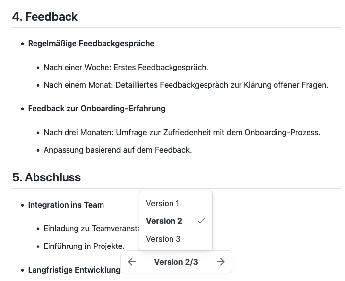 Versionenverwaltung eines Artifacts